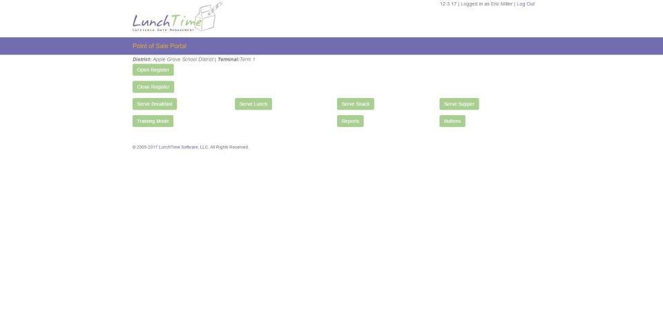 screenshot of School LunchTime Software
